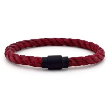 BORDO HALAT SİYAH METAL MANYETİK KLİPS ERKEK BİLEKLİK BT385