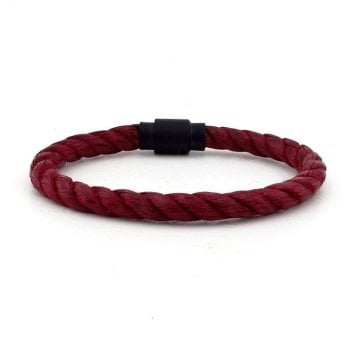 BORDO HALAT SİYAH METAL MANYETİK KLİPS ERKEK BİLEKLİK BT385