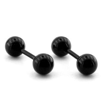 Siyah Renkli Top Uçlu Vidalı Bar Piercing Kadın Erkek Küpe ER047