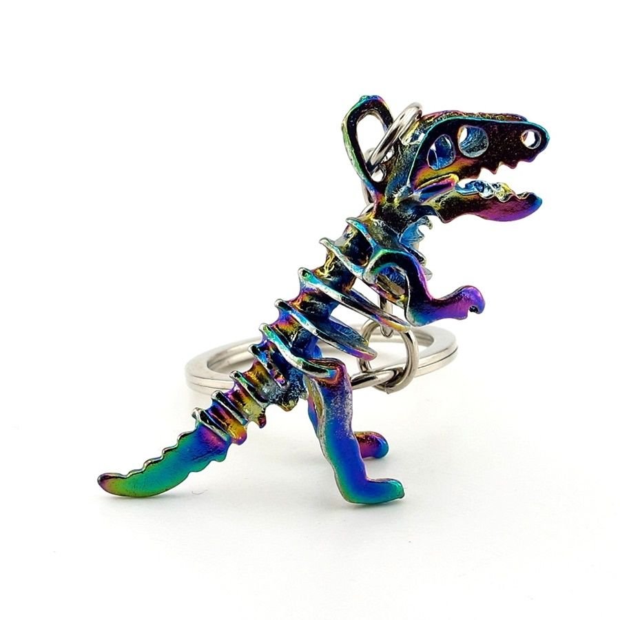 T-Rex Dinozor İskelet Jurrasic Yanar Döner Renkli Metal Anahtarlık KC174