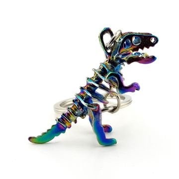 T-Rex Dinozor İskelet Jurrasic Yanar Döner Renkli Metal Anahtarlık KC174