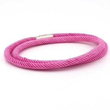 İKİ SIRA SARMA PEMBE ÖRGÜ İP ERKEK BİLEKLİK M007W