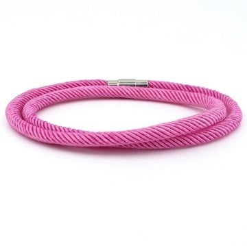 İKİ SIRA SARMA PEMBE ÖRGÜ İP ERKEK BİLEKLİK M007W