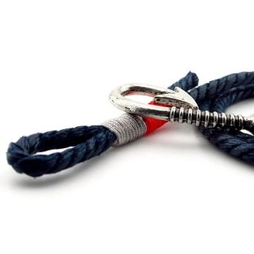 Fisherman Balıkçı Olta Kanca Lacivert Halat Kırmızı Gri Bağlı Üç Sıralı Erkek Bileklik M060A