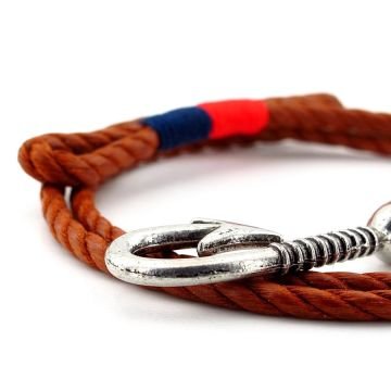 Fisherman Balıkçı Olta Kanca Tarçın Halat Kırmızı Lacivert Bağlı Üç Sıralı Erkek Bileklik M060B