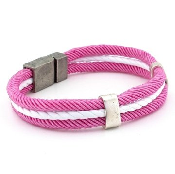 PEMBE BEYAZ BEYAZ ÜÇ SIRA HALAT İP ERKEK BİLEKLİK M009H