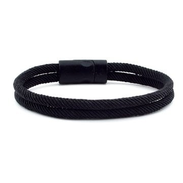 SİYAH İKİ SIRALI METAL SİYAH MIKNATISLI ERKEK BİLEKLİK M013A