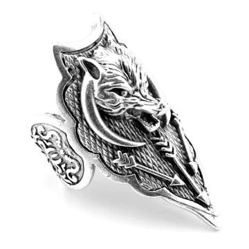 Kabartma Viking Kurt Türk Mitolojik Pirinç Ayarlanabilir Erkek Yüzük RG080