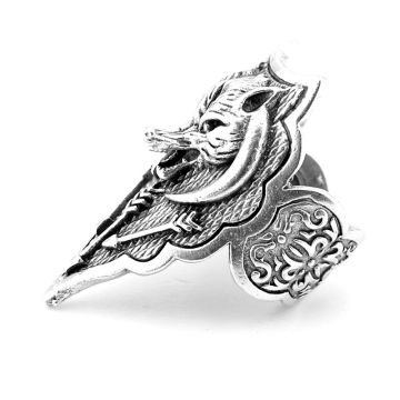 Kabartma Viking Kurt Türk Mitolojik Pirinç Ayarlanabilir Erkek Yüzük RG080