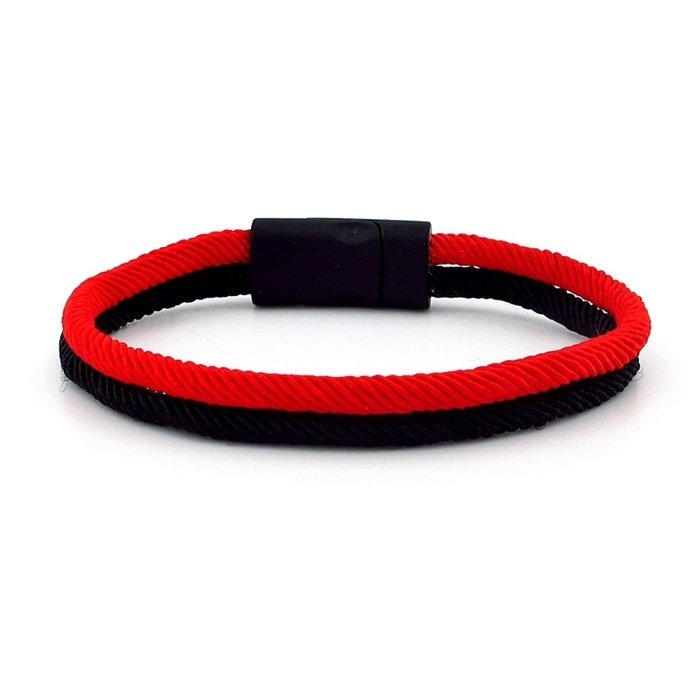KIRMIZI SİYAH İKİ SIRALI METAL MIKNATISLI ERKEK BİLEKLİK M014H