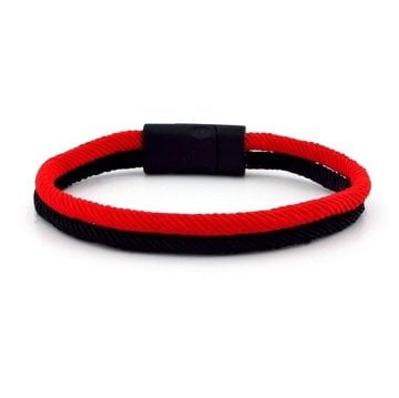 KIRMIZI SİYAH İKİ SIRALI METAL MIKNATISLI ERKEK BİLEKLİK M014H