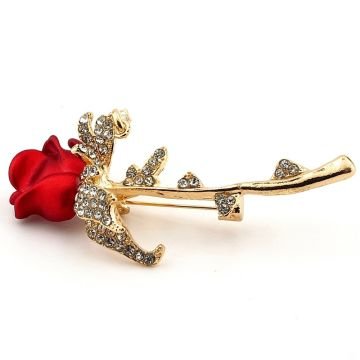 Mavi Kristal Çiçek Buketi Beyaz Zirkon Taşlı Zarif Metal Yaka Süsü Broş RZ319