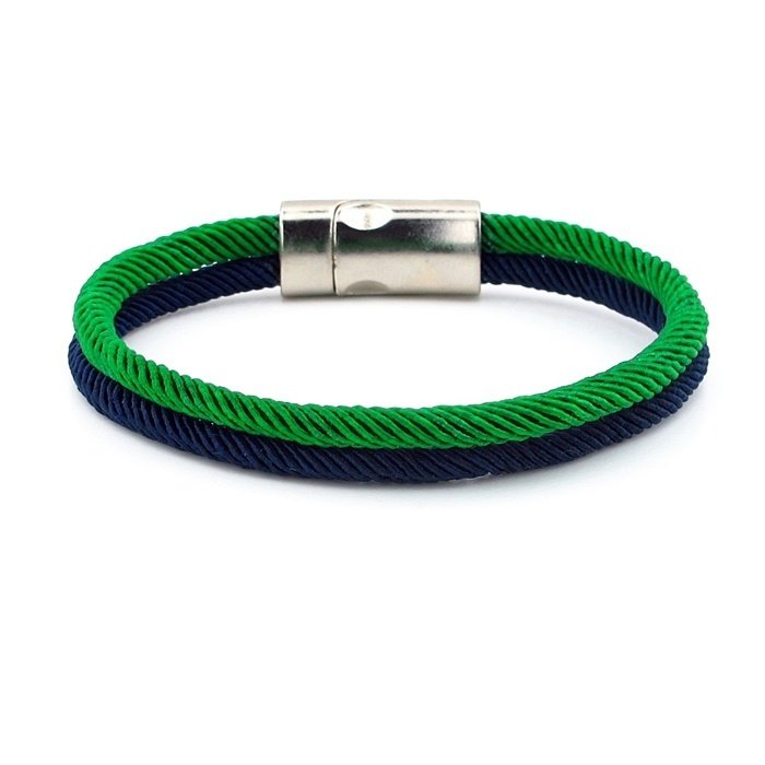 YEŞİL LACİVERT İKİ SIRALI METAL MIKNATIS ERKEK BİLEKLİK M014K