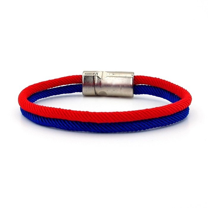 KIRMIZI LACİVERT İKİ SIRA METAL MIKNATIS ERKEK BİLEKLİK M014M