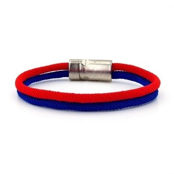 KIRMIZI LACİVERT İKİ SIRA METAL MIKNATIS ERKEK BİLEKLİK M014M