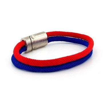 KIRMIZI LACİVERT İKİ SIRA METAL MIKNATIS ERKEK BİLEKLİK M014M