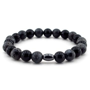 GRİ LABRADORİT SİYAH ONiX ONİKS ERKEK BİLEKLİK B428