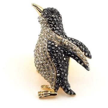 Penguen Antarktika Güney Kutup Zirkon Taşlı Metal Çanta Süsü Broş RZ322