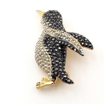 Penguen Antarktika Güney Kutup Zirkon Taşlı Metal Çanta Süsü Broş RZ322