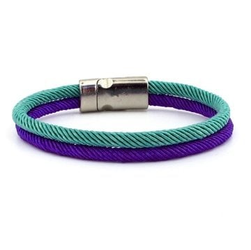 TURKUAZ MOR İKİ SIRA METAL MIKNATISLI ERKEK BİLEKLİK M014S