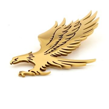Kartal Yırtıcı Kuş Eagle Sarı Paslanmaz Çelik Broş Rozet RZ327