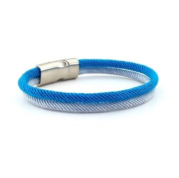 MAVİ GRİ İKİ SIRALI METAL MIKNATIS ERKEK BİLEKLİK M014Y