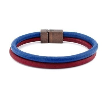 BORDO LACİVERT ORJİNAL DERİ METAL MIKNATIS BİLEKLİK M016C