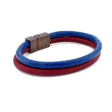 BORDO LACİVERT ORJİNAL DERİ METAL MIKNATIS BİLEKLİK M016C
