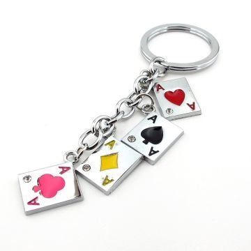 Kare As Poker İskambil Casino Oyun Kağıdı Metal Anahtarlık KC038