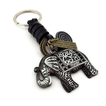 Fil Elephant Bereket Sembolü Gerçek Deri Metal Anahtarlık KC043