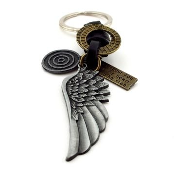 Melek Kanadı Angel Kanat Gerçek Deri Metal Anahtarlık KC045