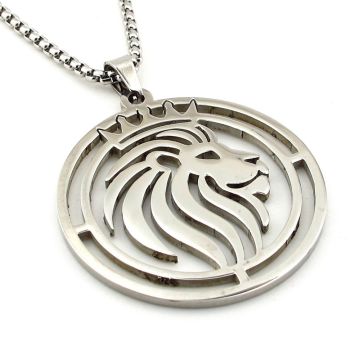 Aslan Lion Kral Paslanmaz Güöüş Renk Çelik Erkek Kolye Zincir Q0963
