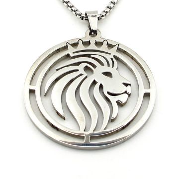 Aslan Lion Kral Paslanmaz Güöüş Renk Çelik Erkek Kolye Zincir Q0963