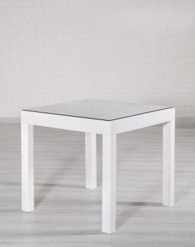 Rattan 80*80 Camlı Masa - Çok Renkli