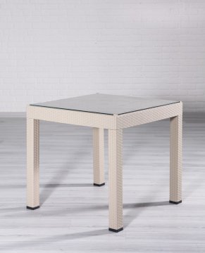 Rattan 80*80 Camlı Masa - Çok Renkli