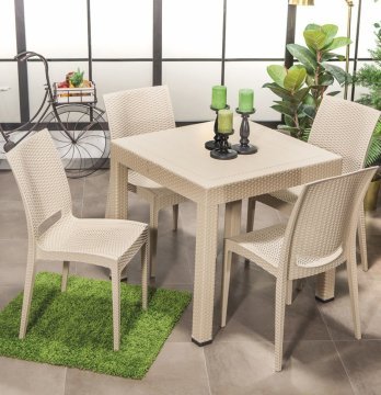 Rattan 80*80 Masa Seti - Cappucino