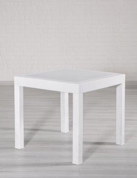 Rattan 80*80 Masa Seti - Beyaz