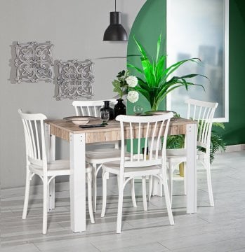 Grande Masa - 4 Adet Violet Sandalye - Beyaz