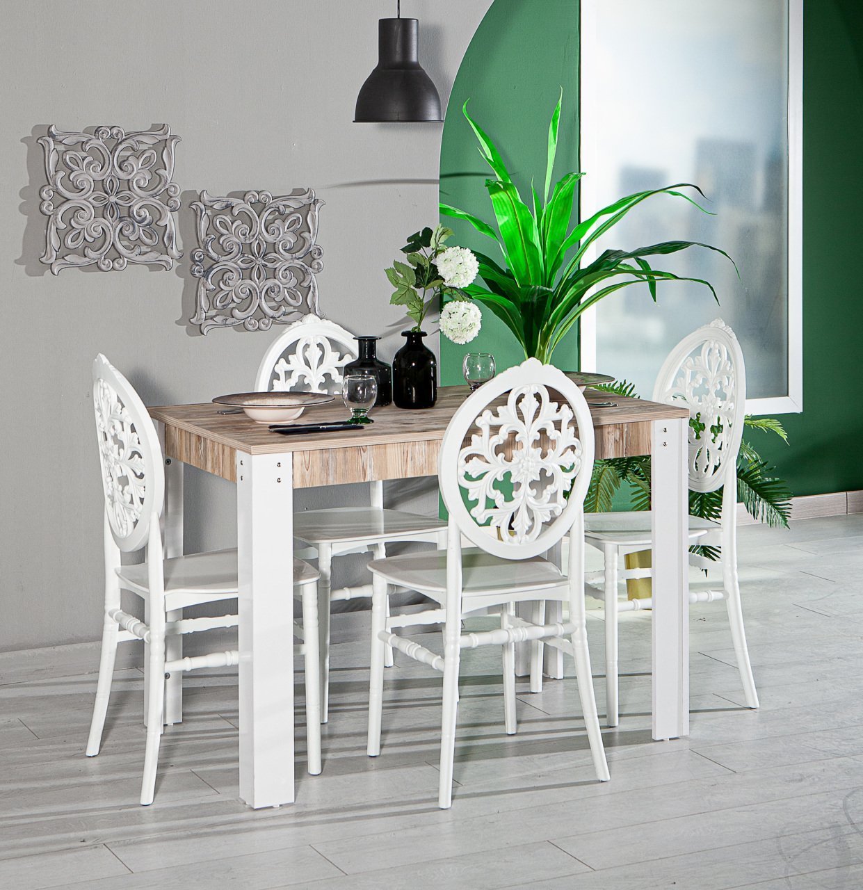 Grande Table - 4 Adet Venüs Chair - White