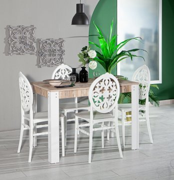 Grande Table - 4 Adet Venüs Chair - White