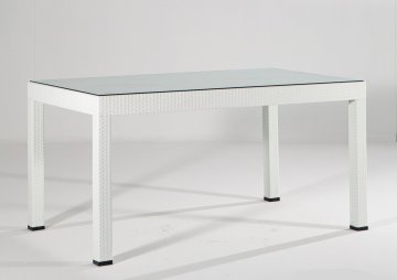 Rattan Camlı 90*150 Masa - Çok Renkli