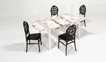 Sofia ( Efes White ) / Venüs Table Set - Black