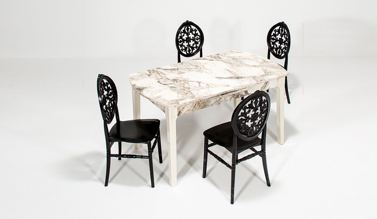 Sofia ( Efes White ) / Venüs Table Set - Black