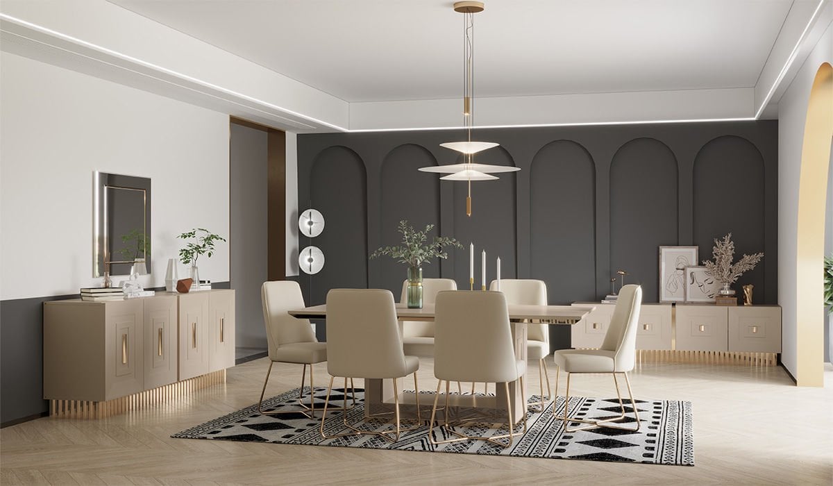 Bendis Dining Room Set - Gold