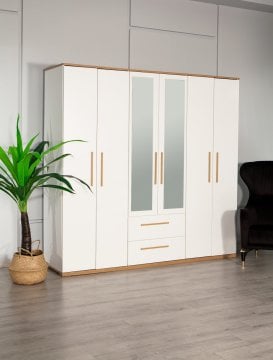 Eva 602 - 6 Kapaklı With Mirror Gardrobe