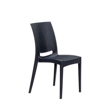 80*80 Rattan Masa Seti - Antrasit Camsız Kolsuz