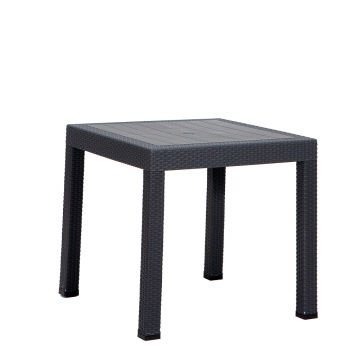 80*80 Rattan Masa Seti - Antrasit Camsız Kollu