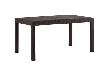 90*150 Rattan Masa Seti - Antrasit Camsız Kollu