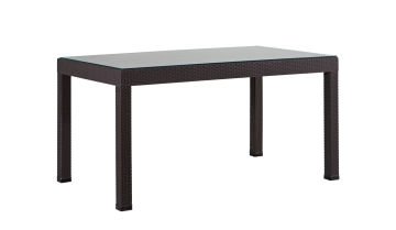 90*150 Rattan Masa Seti - Antrasit Camlı Kolsuz