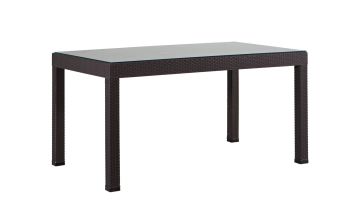 90*150 Rattan Masa Seti - Antrasit Camlı Kollu